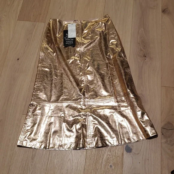 TUCKERNUCK X INDIA HICKS Gold Metallic London Skirt Size 12 - Picture 4 of 5